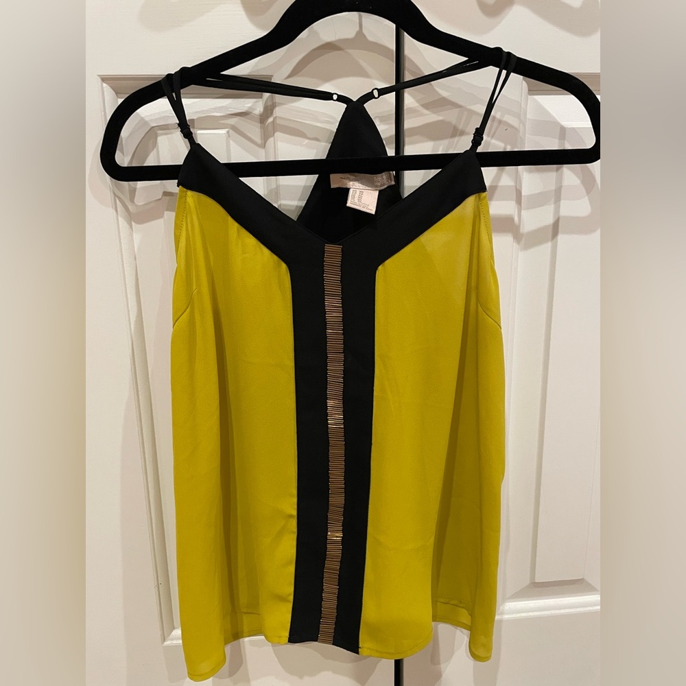 Forever 21 Sleeveless Sequin Stripe Yellow Top